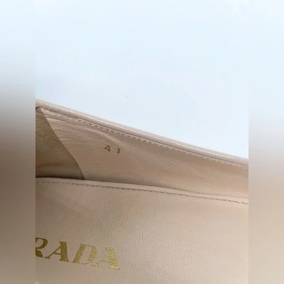 Prada Nude Patent leather silver logo embellished bowtie ballerina flats EU 41 - Picture 5 of 10